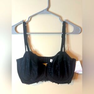 Auden Black Lace Unlined Comfort Wire Balconette Bra